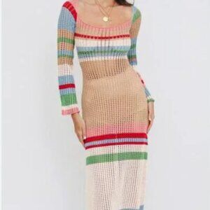 VRG GRL Work Of art Crochet Maxi Dress NWOT S/M